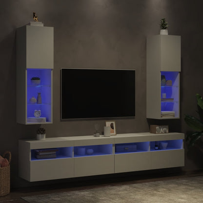 2 Piece TV Cabinet Set with LED Lights White 30,5x30x102 cm