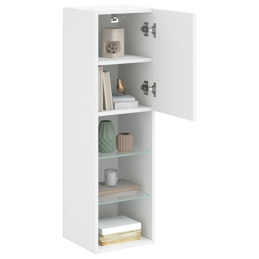 2 Piece TV Cabinet Set with LED Lights White 30,5x30x102 cm