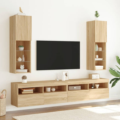 TV Cabinet with LED Lights Sonoma Oak 30,5x30x102 cm
