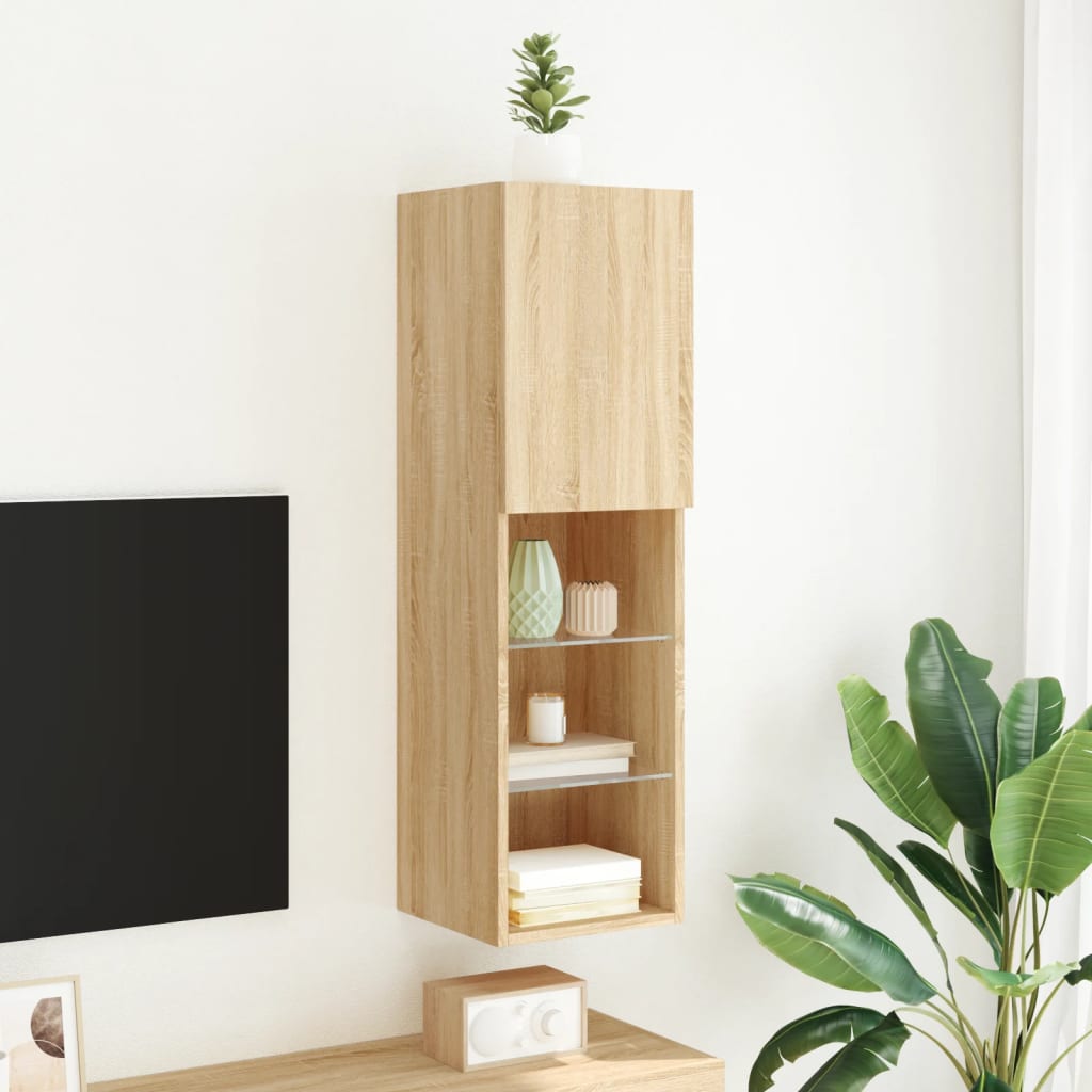 TV Cabinet with LED Lights Sonoma Oak 30,5x30x102 cm