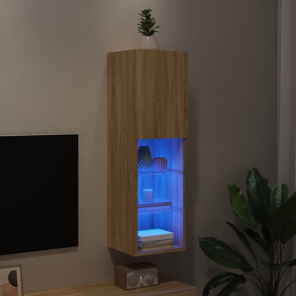 TV Cabinet with LED Lights Sonoma Oak 30,5x30x102 cm