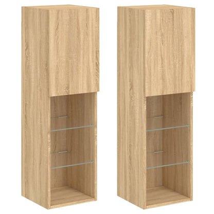 2 Piece TV Cabinet Set with LED Lights Sonoma Oak 30,5x30x102 cm