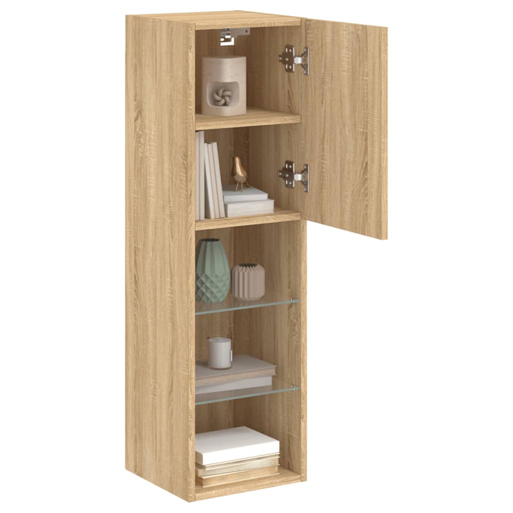 2 Piece TV Cabinet Set with LED Lights Sonoma Oak 30,5x30x102 cm