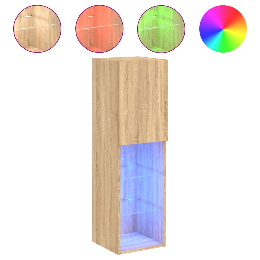 TV Cabinets with LED Lights 2 pcs Sonoma Oak 30.5x30x102 cm