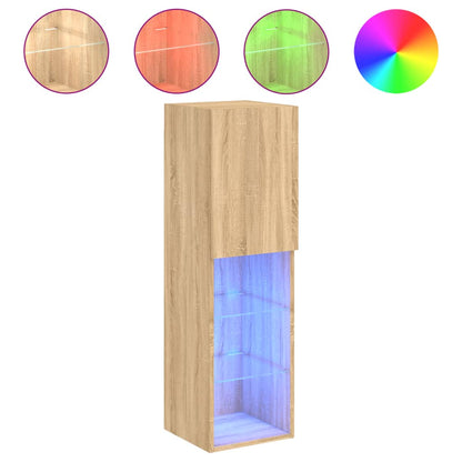 2 Piece TV Cabinet Set with LED Lights Sonoma Oak 30,5x30x102 cm