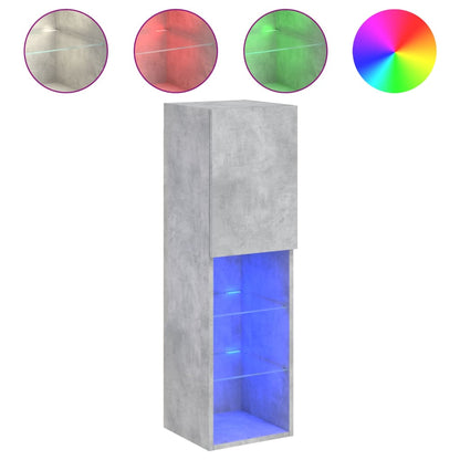 TV Cabinet with LED Lights Concrete Grey 30,5x30x102 cm