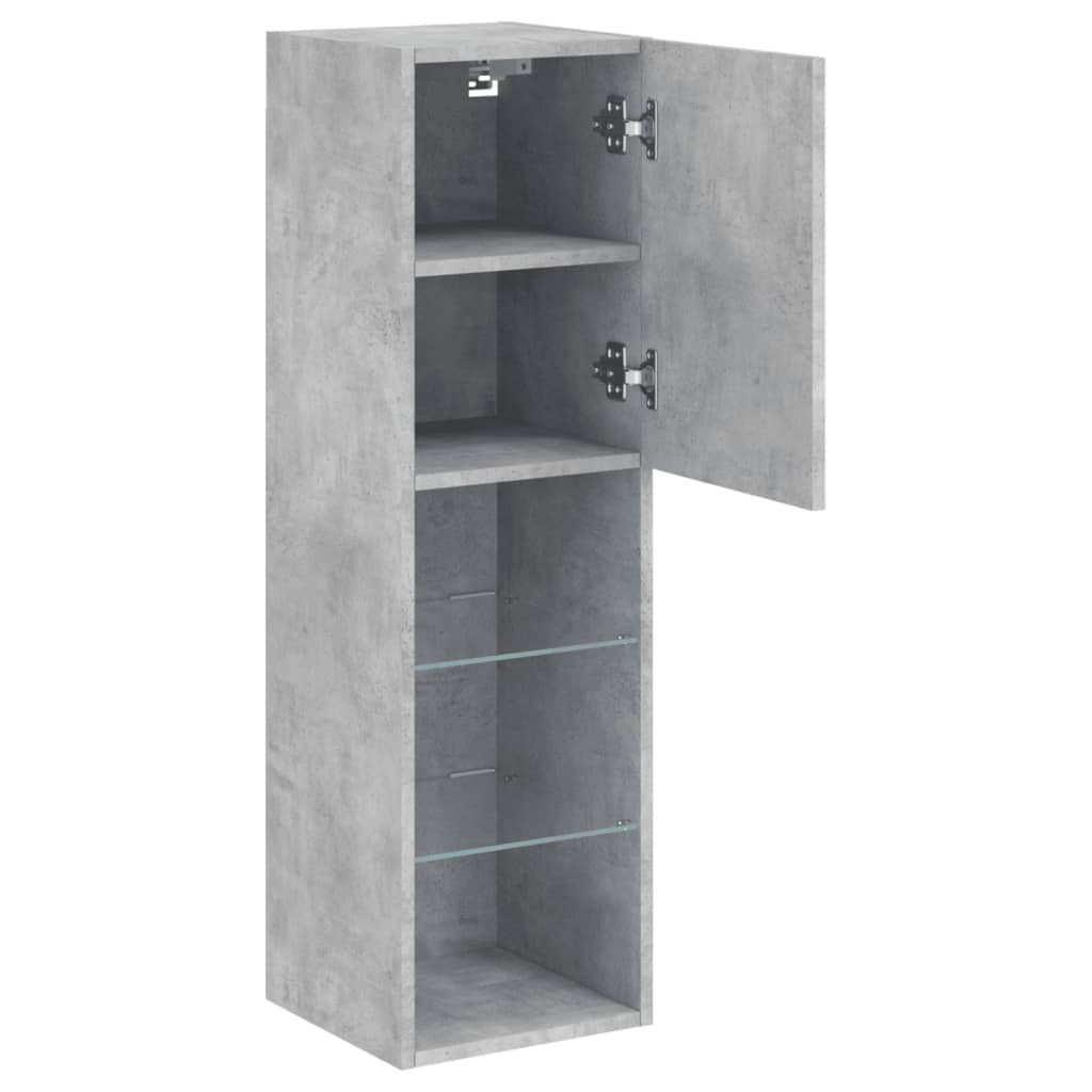 TV Cabinet with LED Lights Concrete Grey 30,5x30x102 cm