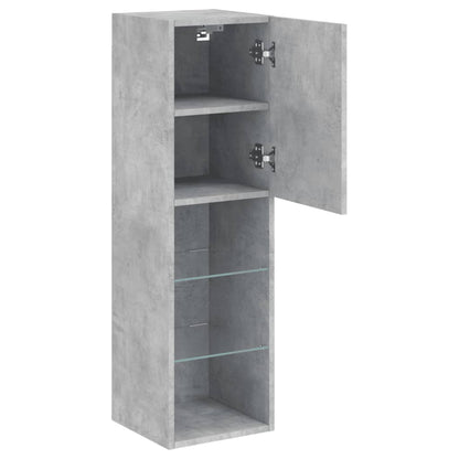 TV Cabinet with LED Lights Concrete Grey 30,5x30x102 cm