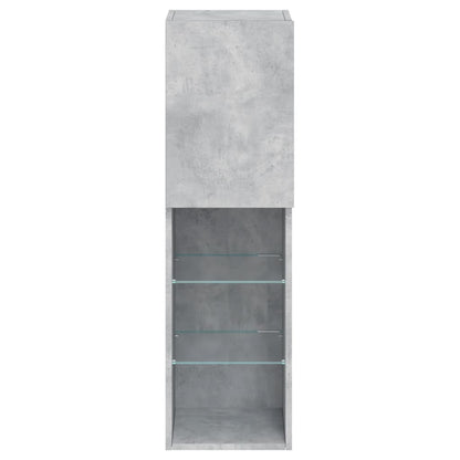 TV Cabinet with LED Lights Concrete Grey 30,5x30x102 cm