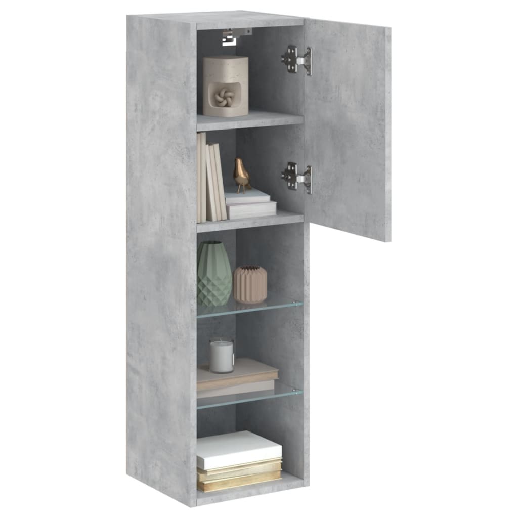 2 Piece TV Cabinet Set with LED Lights Concrete Grey 30,5x30x102 cm