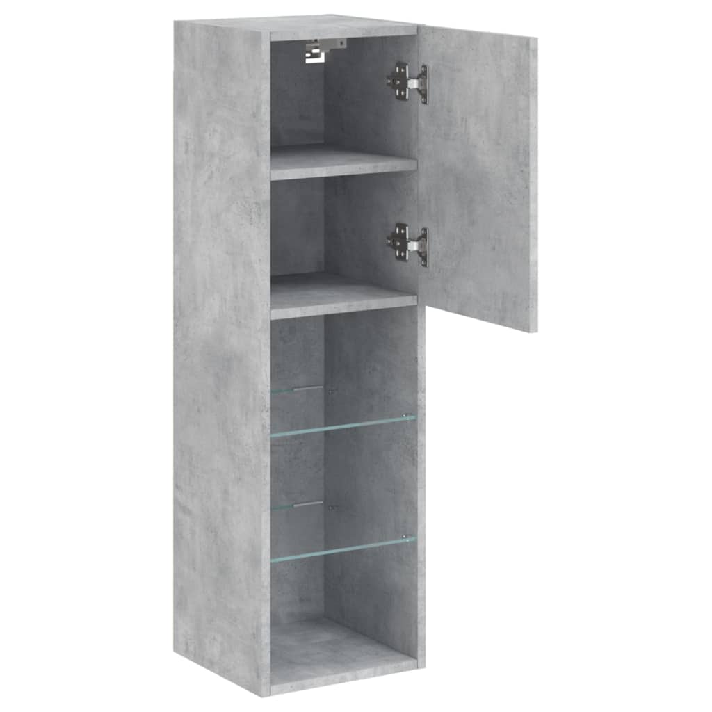 2 Piece TV Cabinet Set with LED Lights Concrete Grey 30,5x30x102 cm