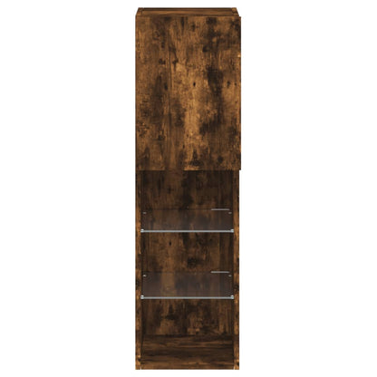 TV Cabinet with LED Lights Smoked Oak 30,5x30x102 cm