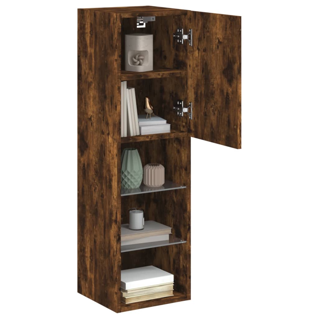 2 Piece TV Cabinet Set with LED Lights Smoked Oak 30,5x30x102 cm