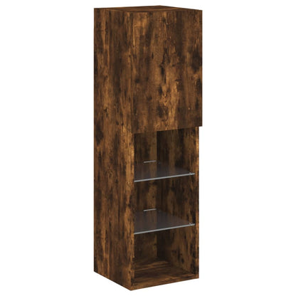 2 Piece TV Cabinet Set with LED Lights Smoked Oak 30,5x30x102 cm