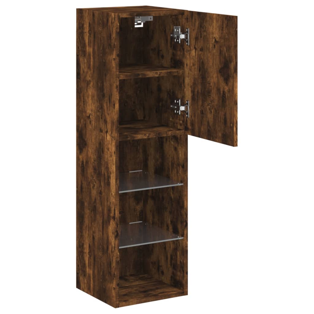 2 Piece TV Cabinet Set with LED Lights Smoked Oak 30,5x30x102 cm
