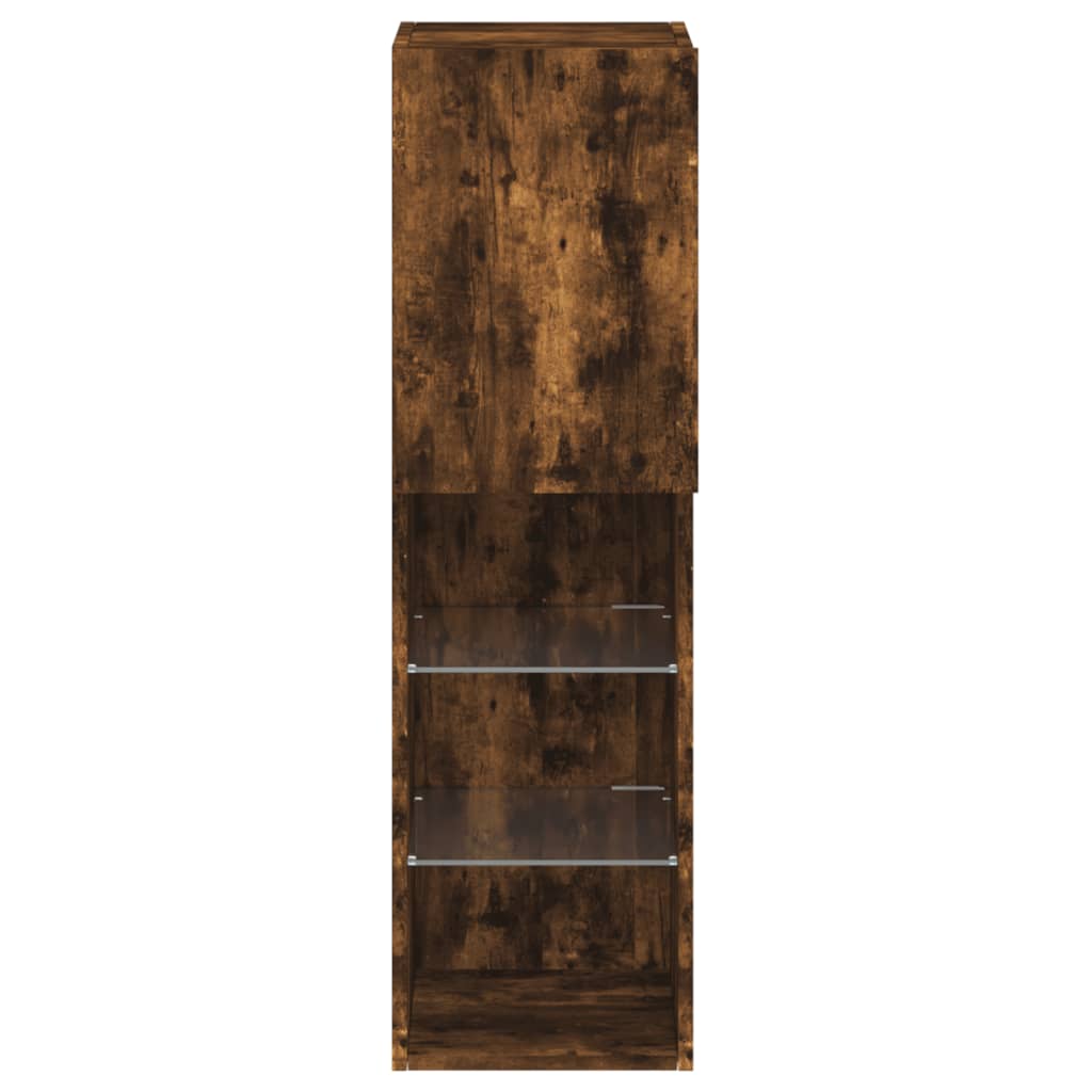 2 Piece TV Cabinet Set with LED Lights Smoked Oak 30,5x30x102 cm