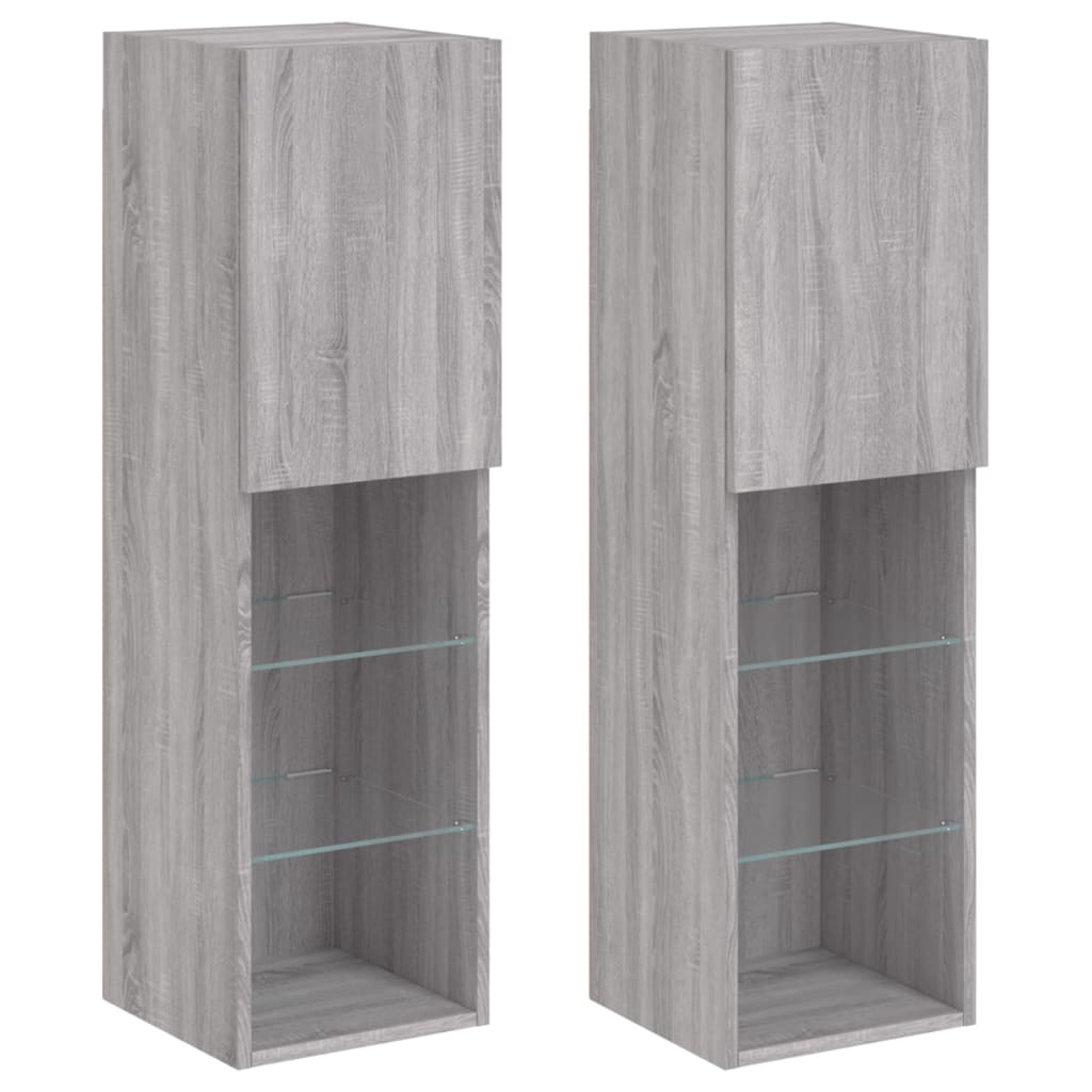 2 Piece TV Cabinet Set with LED Lights Grey Sonoma 30,5x30x102 cm