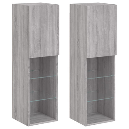 2 Piece TV Cabinet Set with LED Lights Grey Sonoma 30,5x30x102 cm