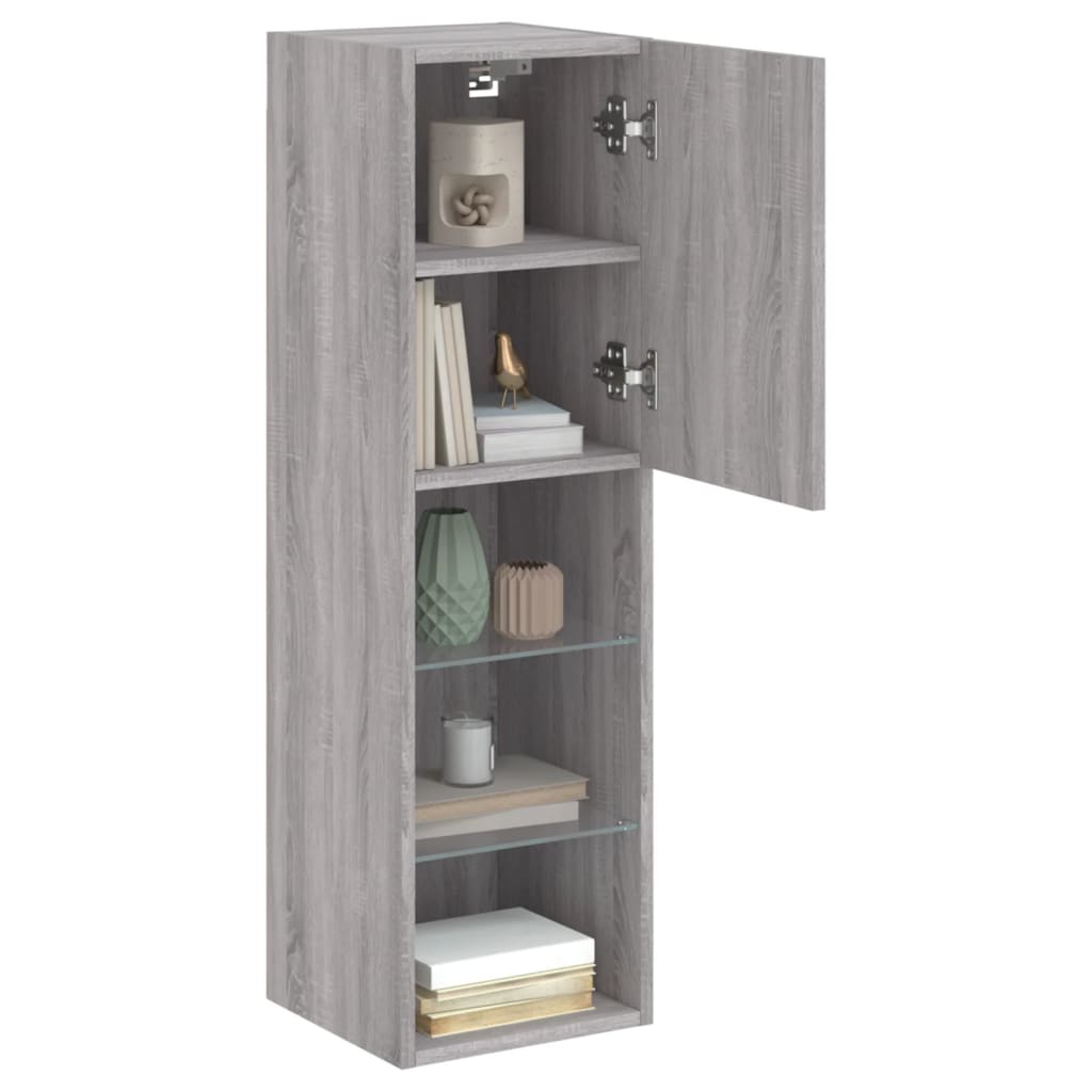 2 Piece TV Cabinet Set with LED Lights Grey Sonoma 30,5x30x102 cm