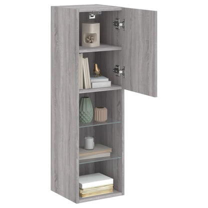 2 Piece TV Cabinet Set with LED Lights Grey Sonoma 30,5x30x102 cm