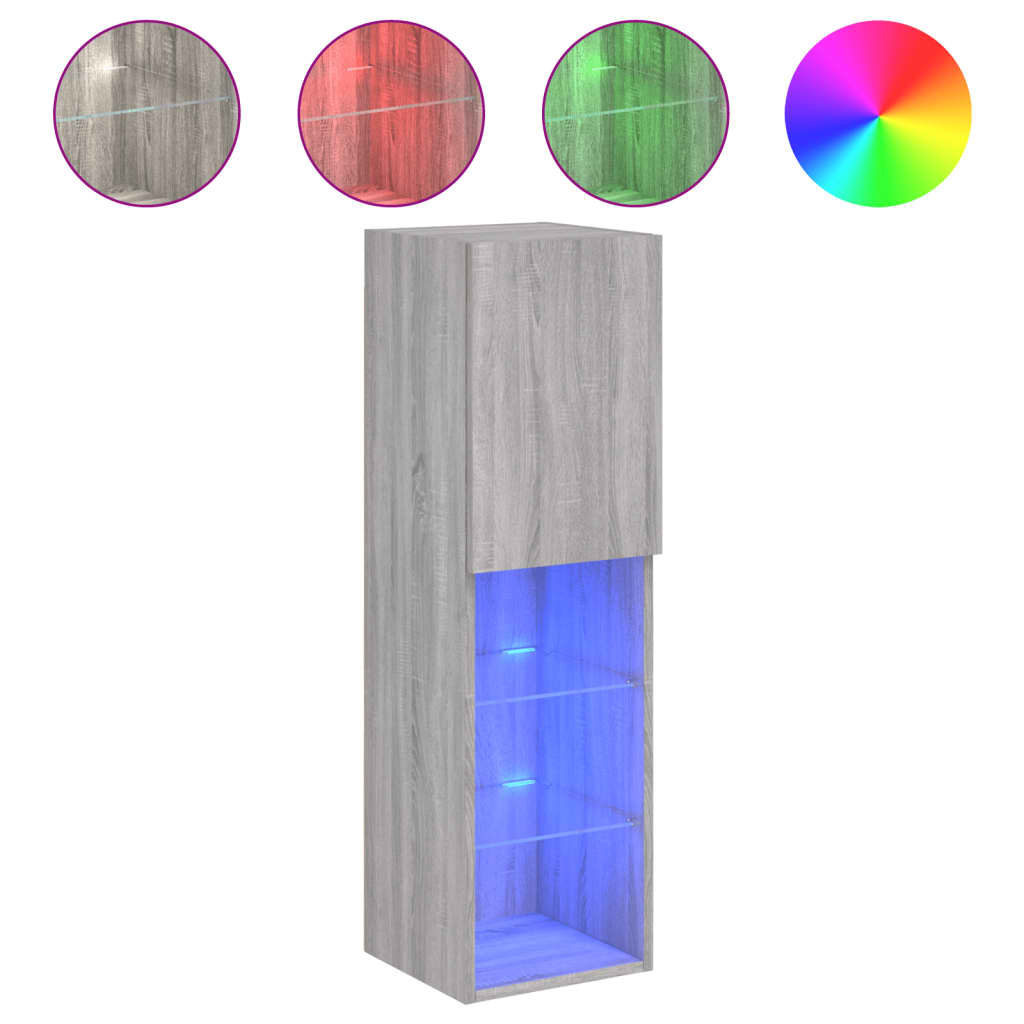 2 Piece TV Cabinet Set with LED Lights Grey Sonoma 30,5x30x102 cm