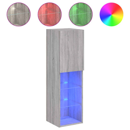 2 Piece TV Cabinet Set with LED Lights Grey Sonoma 30,5x30x102 cm