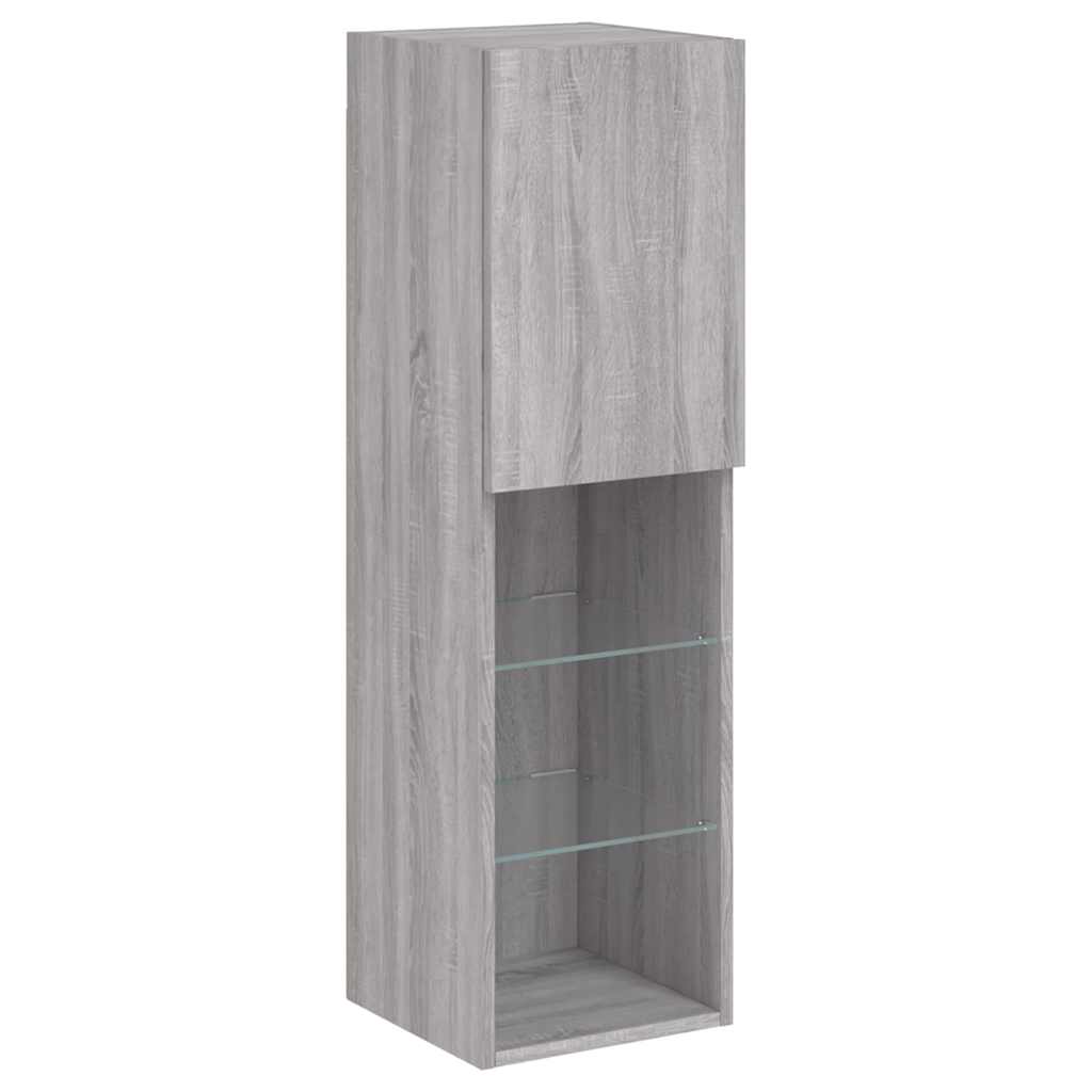 2 Piece TV Cabinet Set with LED Lights Grey Sonoma 30,5x30x102 cm
