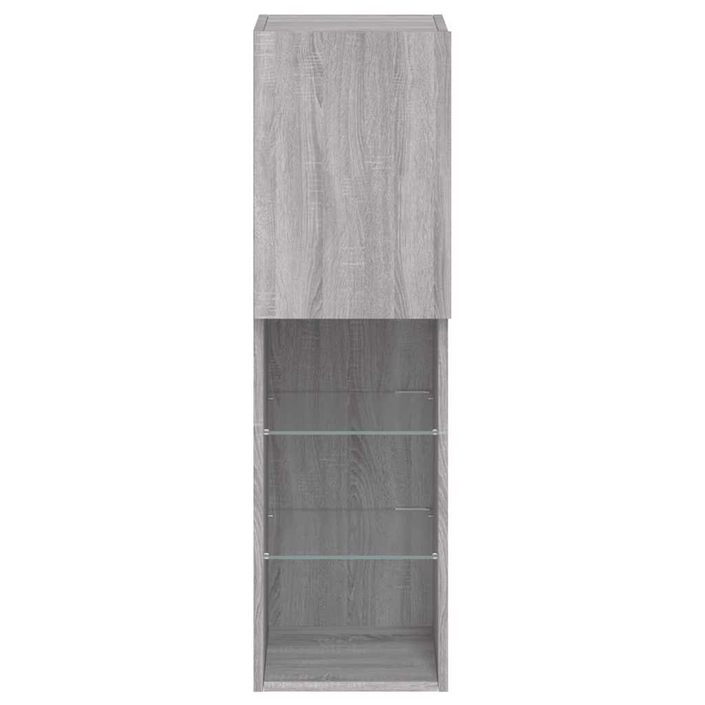 2 Piece TV Cabinet Set with LED Lights Grey Sonoma 30,5x30x102 cm