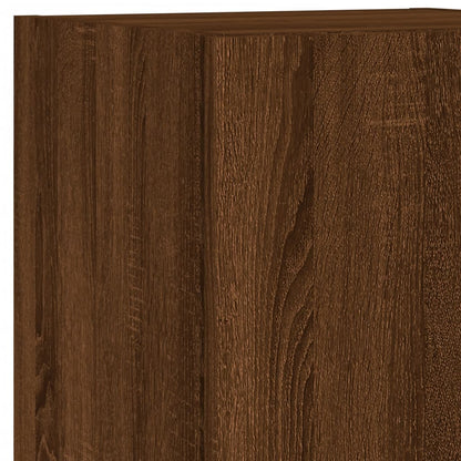 TV Cabinet with LED Lights Brown Oak 30,5x30x102 cm