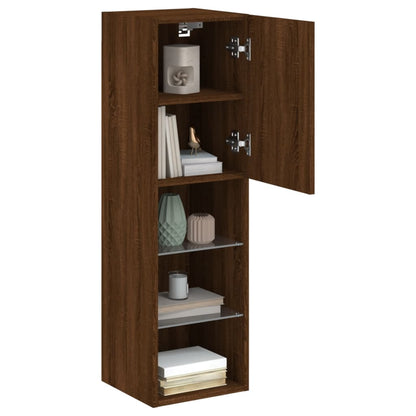 TV Cabinet with LED Lights Brown Oak 30,5x30x102 cm