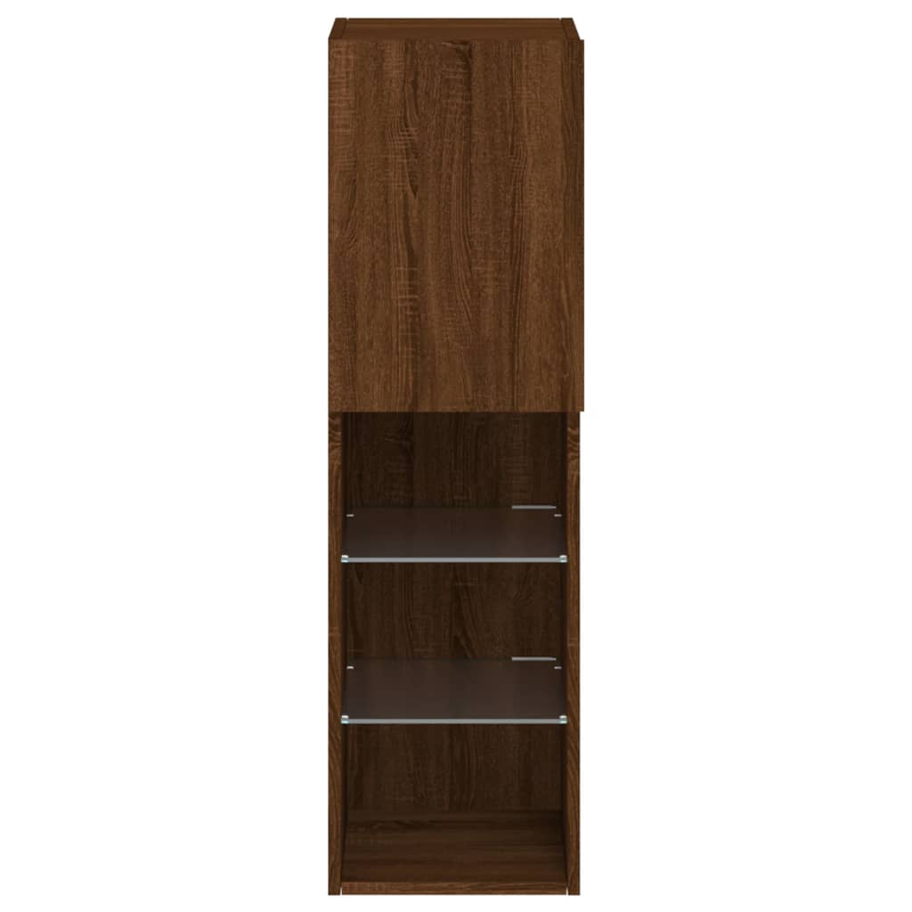 TV Cabinet with LED Lights Brown Oak 30,5x30x102 cm