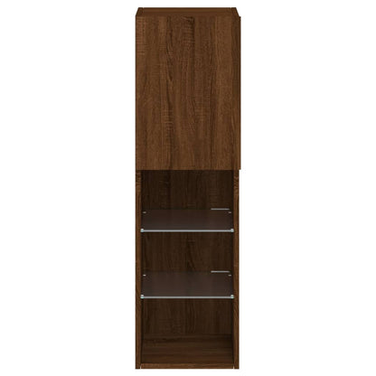TV Cabinet with LED Lights Brown Oak 30,5x30x102 cm