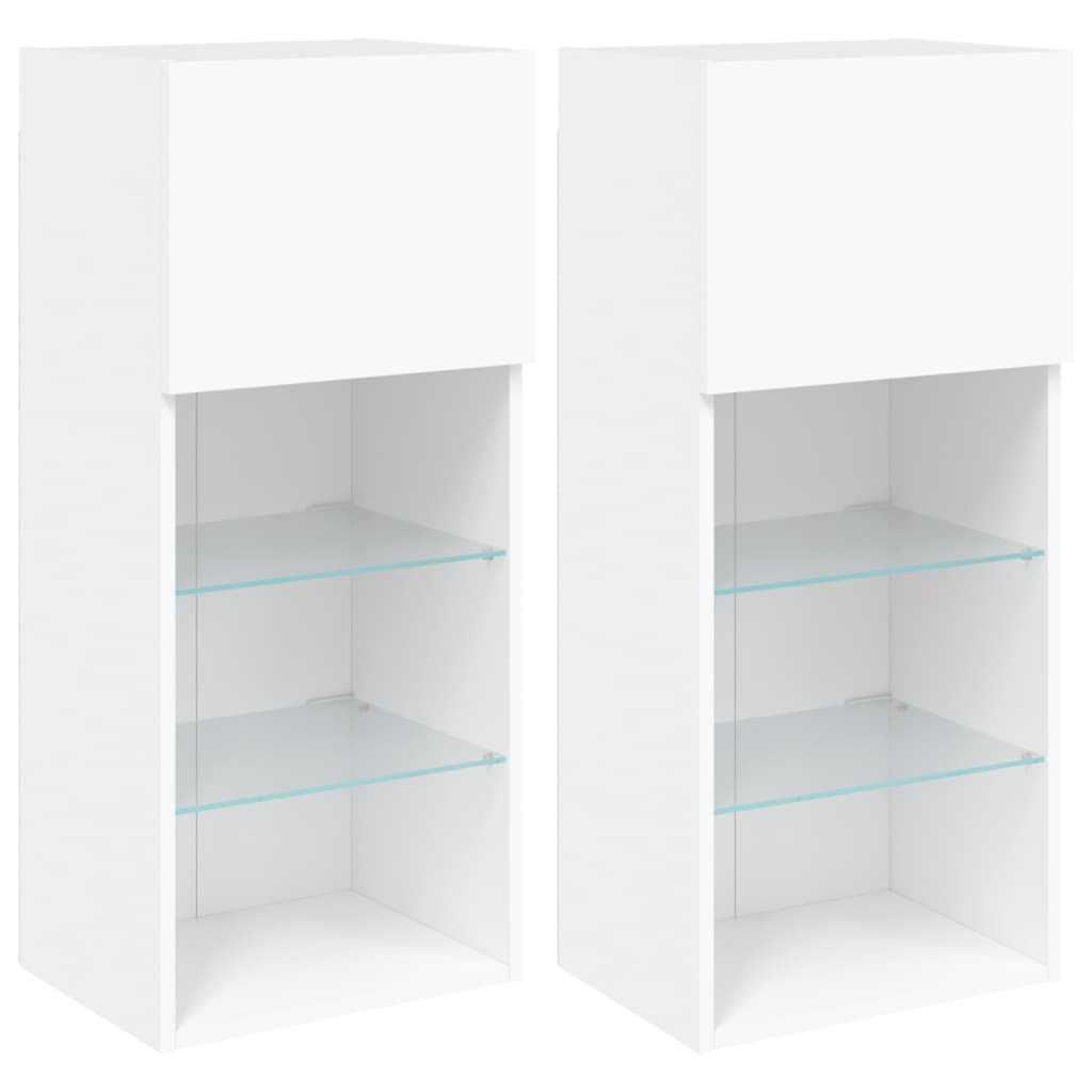 TV Cabinet | Set of 2 | White | Engineered wood, Glass | Medium