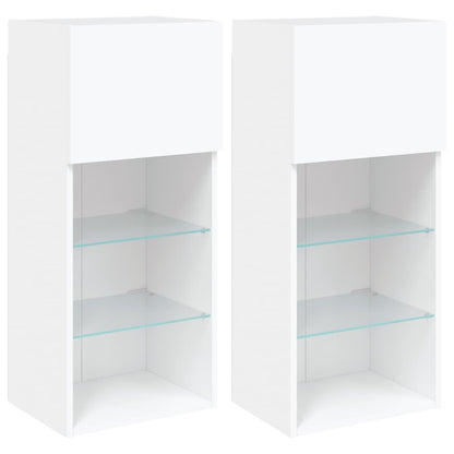 TV Cabinet | Set of 2 | White | Engineered wood, Glass | Medium