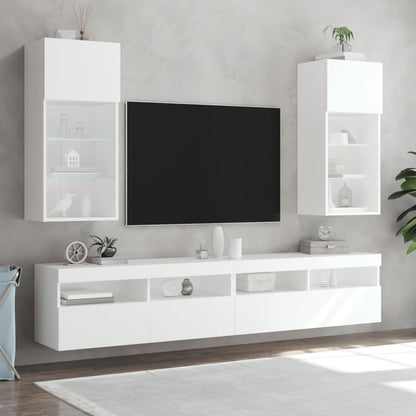 TV Cabinet | Set of 2 | White | Engineered wood, Glass | Medium