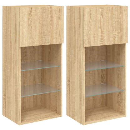2 Piece TV Cabinet Set with LED Lights Sonoma Oak 40,5x30x90 cm