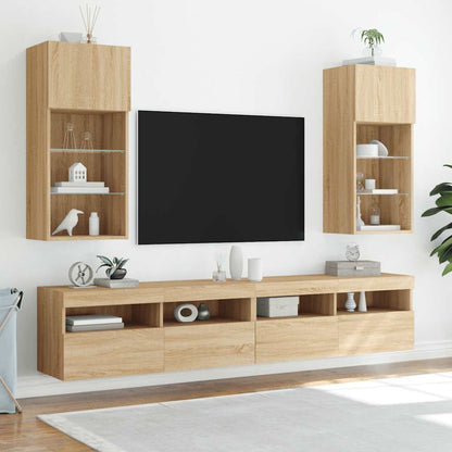 2 Piece TV Cabinet Set with LED Lights Sonoma Oak 40,5x30x90 cm