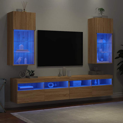 2 Piece TV Cabinet Set with LED Lights Sonoma Oak 40,5x30x90 cm