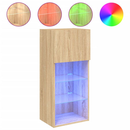 TV Cabinet | Set of 2 | Sonoma Oak | Engineered wood and glass