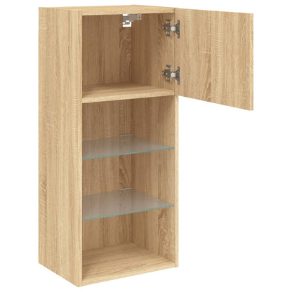 TV Cabinet | Set of 2 | Sonoma Oak | Engineered wood and glass