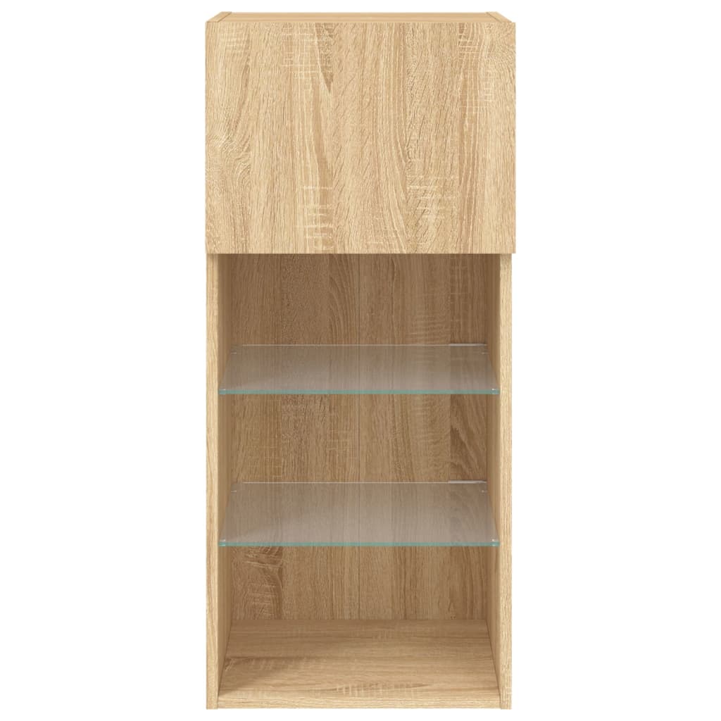 TV Cabinet | Set of 2 | Sonoma Oak | Engineered wood and glass