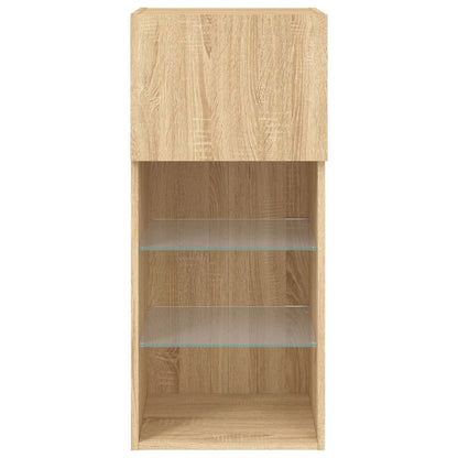TV Cabinet | Set of 2 | Sonoma Oak | Engineered wood and glass