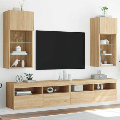 2 Piece TV Cabinet Set with LED Lights Sonoma Oak 40,5x30x90 cm