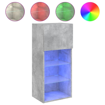 TV Cabinet with LED Lights Concrete Grey 40,5x30x90 cm