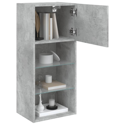TV Cabinet with LED Lights Concrete Grey 40,5x30x90 cm