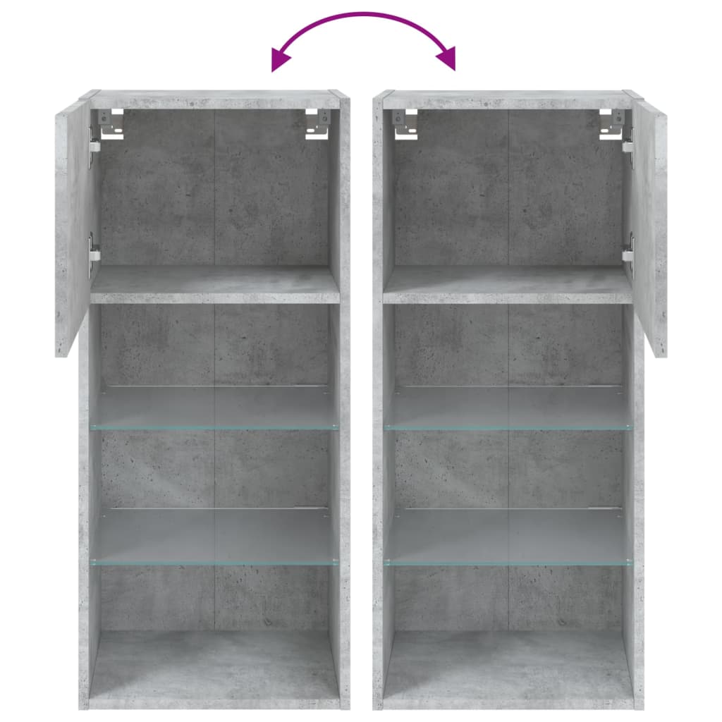 TV Cabinet with LED Lights Concrete Grey 40,5x30x90 cm