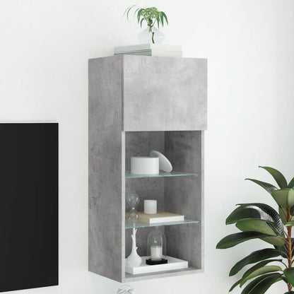 TV Cabinet with LED Lights Concrete Grey 40,5x30x90 cm