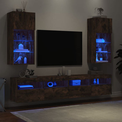 TV Cabinet | Set of 2 | Smoked oak | Engineered wood, glass | Medium