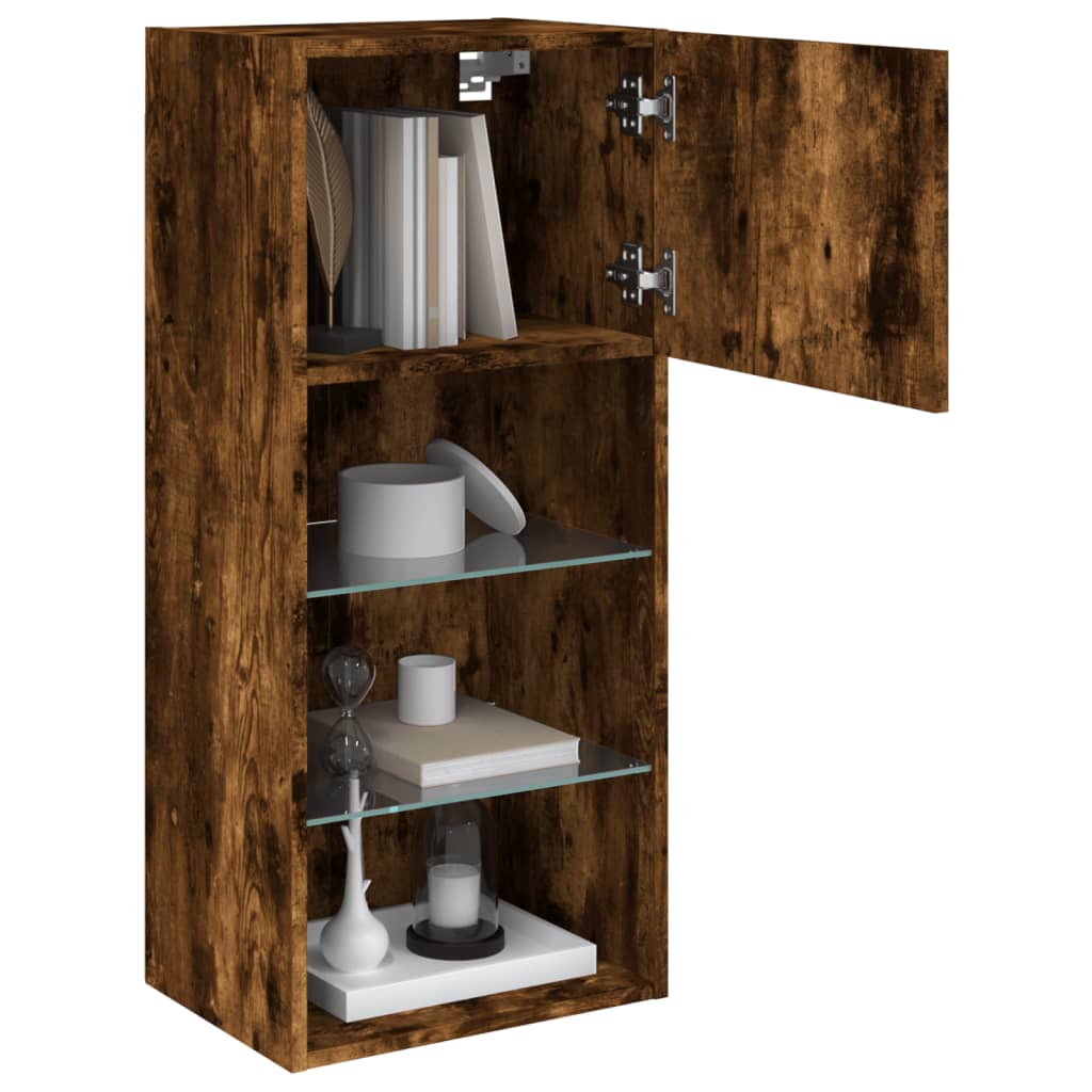 TV Cabinet | Set of 2 | Smoked oak | Engineered wood, glass | Medium