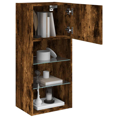2 Piece TV Cabinet Set with LED Lights Smoked Oak 40,5x30x90 cm
